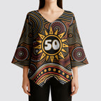Personalised Aboriginal 50th Birthday Kimono Sleeve Blouse Indigenous Dot Painting Native Australian Celebration