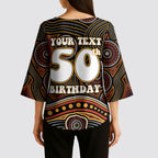 Personalised Aboriginal 50th Birthday Kimono Sleeve Blouse Indigenous Dot Painting Native Australian Celebration