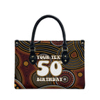 Personalised Aboriginal 50th Birthday Leather Bag Indigenous Dot Painting Native Australian Celebration