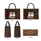 Personalised Aboriginal 50th Birthday Leather Bag Indigenous Dot Painting Native Australian Celebration
