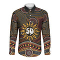 Personalised Aboriginal 50th Birthday Long Sleeve Button Shirt Indigenous Dot Painting Native Australian Celebration