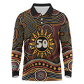 Personalised Aboriginal 50th Birthday Long Sleeve Polo Shirt Indigenous Dot Painting Native Australian Celebration