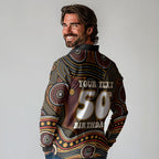 Personalised Aboriginal 50th Birthday Long Sleeve Polo Shirt Indigenous Dot Painting Native Australian Celebration