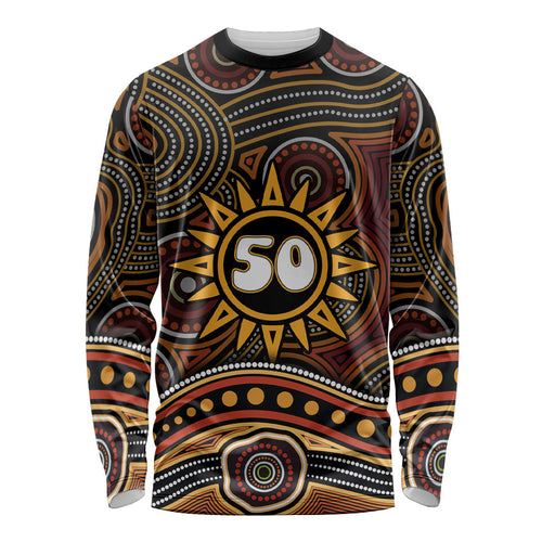 Personalised Aboriginal 50th Birthday Long Sleeve Shirt Indigenous Dot Painting Native Australian Celebration