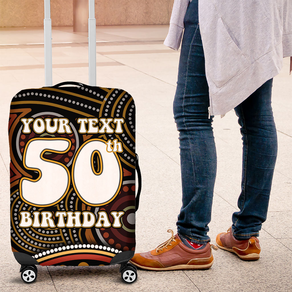 Personalised Aboriginal 50th Birthday Luggage Cover Indigenous Dot Painting Native Australian Celebration