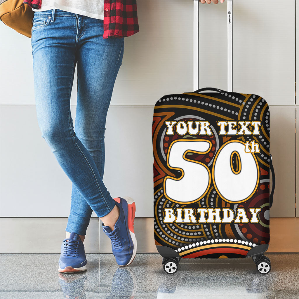 Personalised Aboriginal 50th Birthday Luggage Cover Indigenous Dot Painting Native Australian Celebration