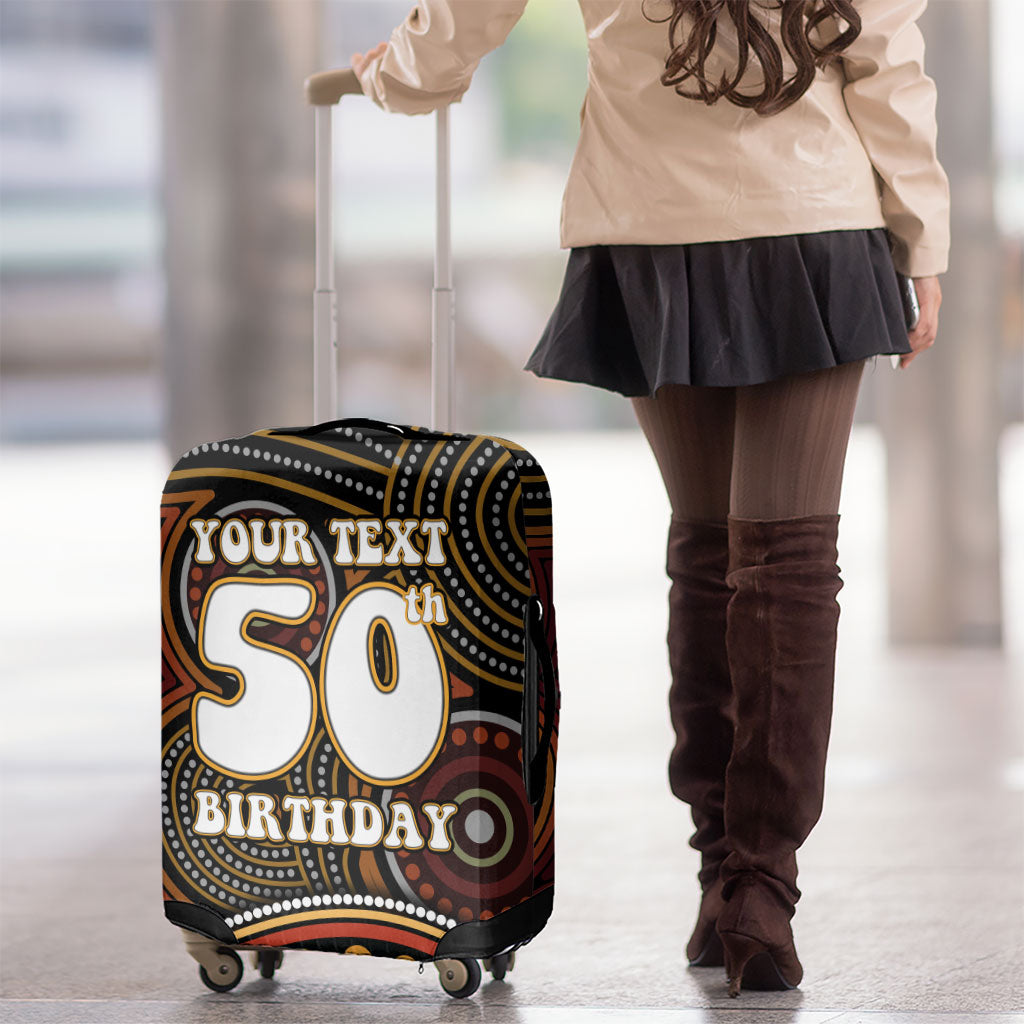 Personalised Aboriginal 50th Birthday Luggage Cover Indigenous Dot Painting Native Australian Celebration