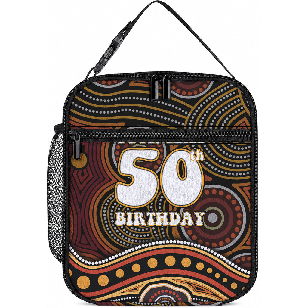 Personalised Aboriginal 50th Birthday Lunch Bag Indigenous Dot Painting Native Australian Celebration