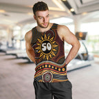 Personalised Aboriginal 50th Birthday Men Tank Top Indigenous Dot Painting Native Australian Celebration