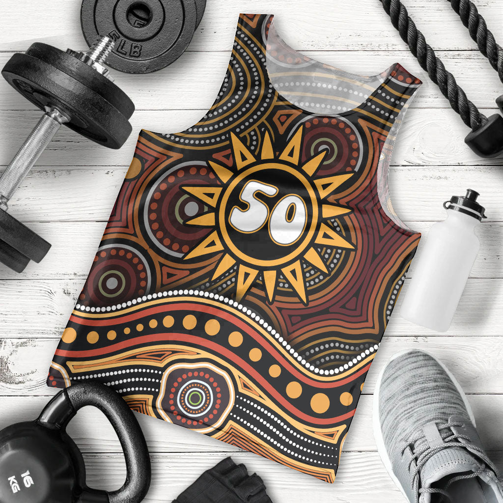 Personalised Aboriginal 50th Birthday Men Tank Top Indigenous Dot Painting Native Australian Celebration