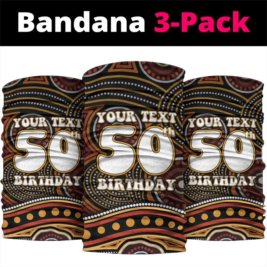 Personalised Aboriginal 50th Birthday Neck Gaiter Indigenous Dot Painting Native Australian Celebration