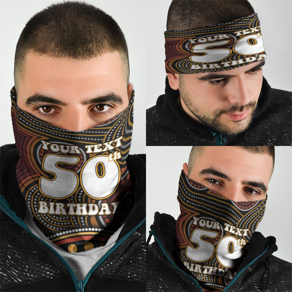 Personalised Aboriginal 50th Birthday Neck Gaiter Indigenous Dot Painting Native Australian Celebration