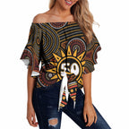 Personalised Aboriginal 50th Birthday Off Shoulder Wrap Waist Top Indigenous Dot Painting Native Australian Celebration