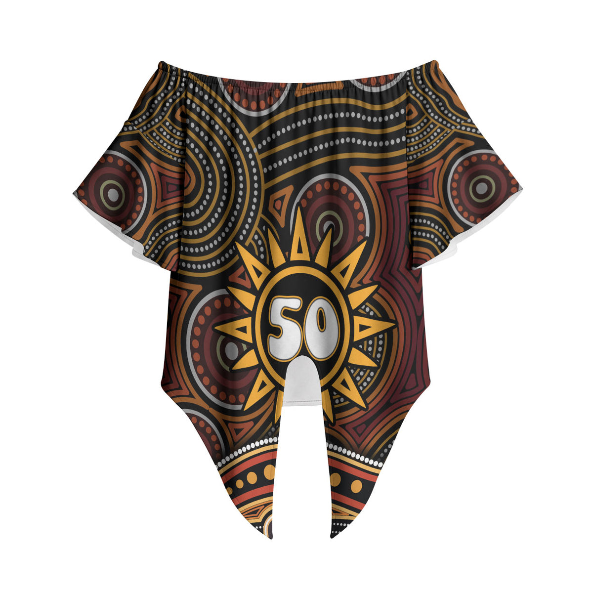 Personalised Aboriginal 50th Birthday Off Shoulder Wrap Waist Top Indigenous Dot Painting Native Australian Celebration