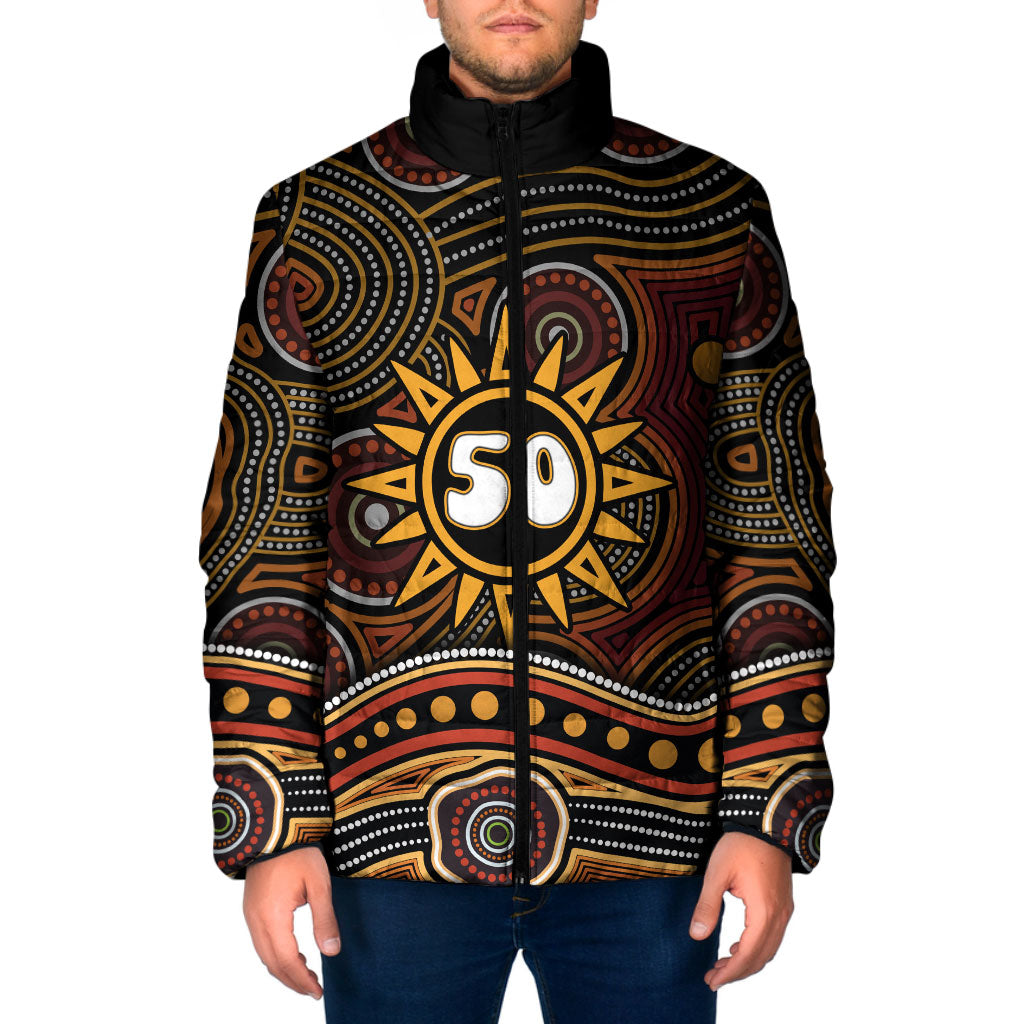Personalised Aboriginal 50th Birthday Padded Jacket Indigenous Dot Painting Native Australian Celebration