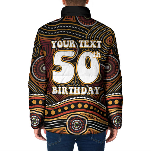 Personalised Aboriginal 50th Birthday Padded Jacket Indigenous Dot Painting Native Australian Celebration