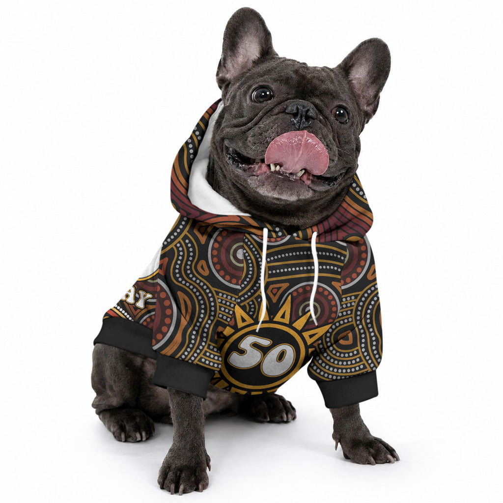 Personalised Aboriginal 50th Birthday Pet Hoodie Indigenous Dot Painting Native Australian Celebration