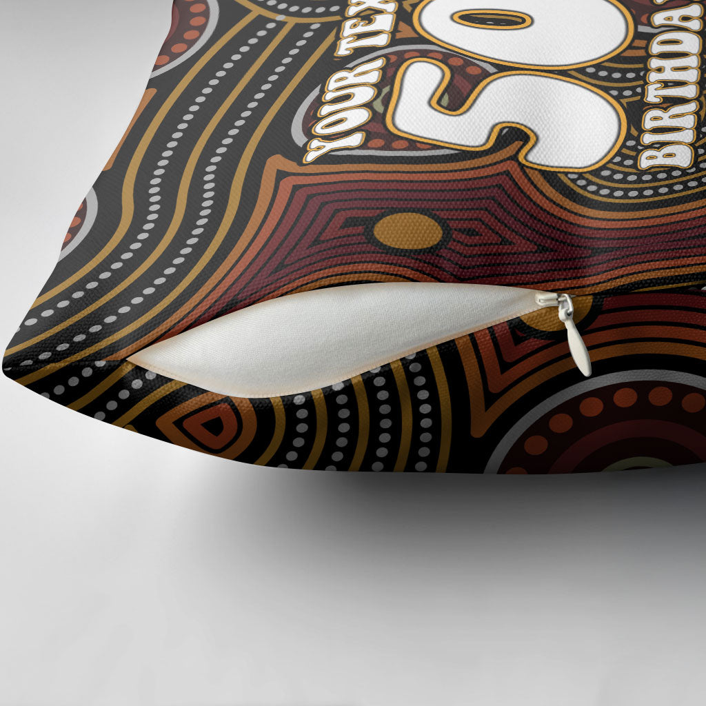Personalised Aboriginal 50th Birthday Pillow Cover Indigenous Dot Painting Native Australian Celebration