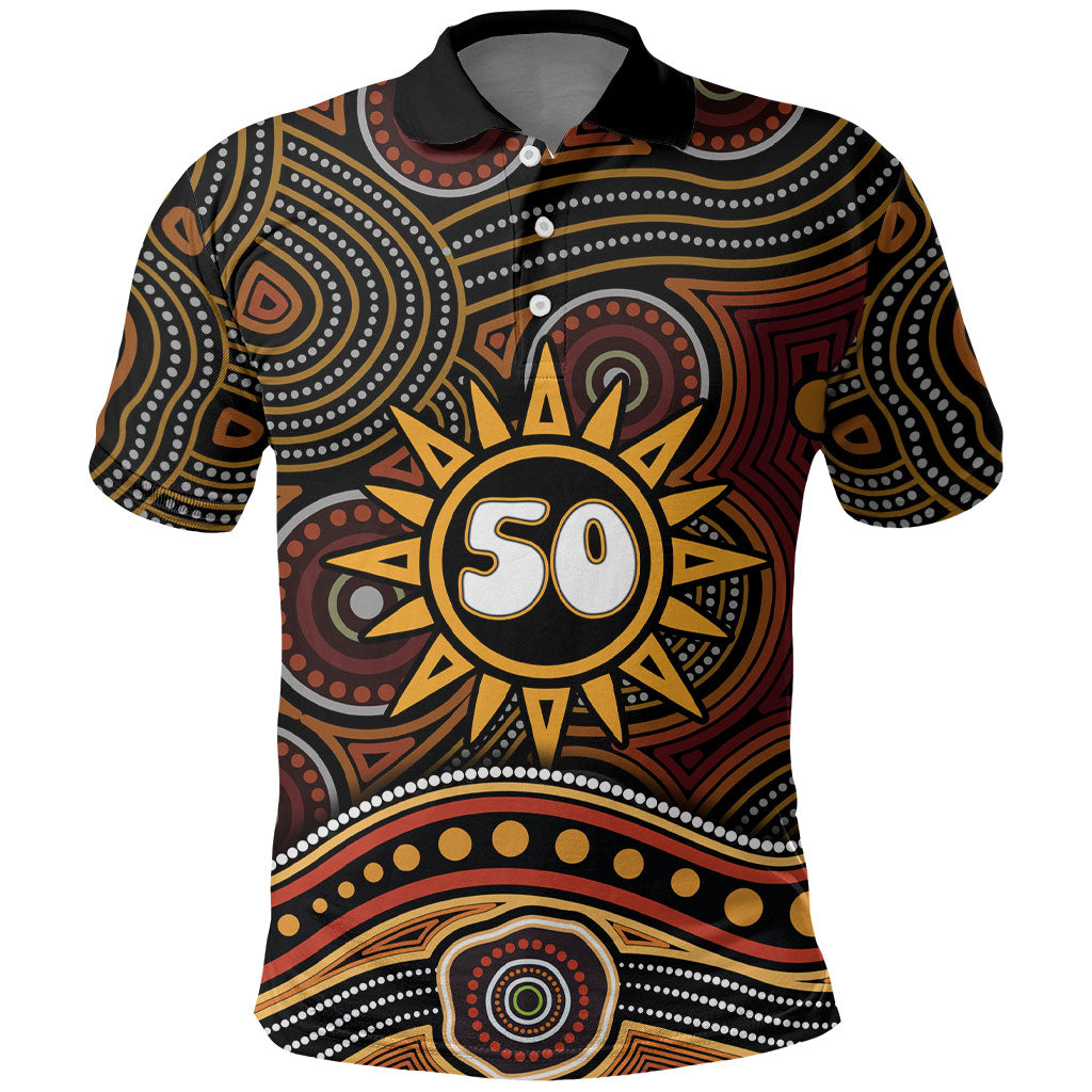 Personalised Aboriginal 50th Birthday Polo Shirt Indigenous Dot Painting Native Australian Celebration