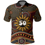 Personalised Aboriginal 50th Birthday Polo Shirt Indigenous Dot Painting Native Australian Celebration