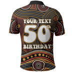 Personalised Aboriginal 50th Birthday Polo Shirt Indigenous Dot Painting Native Australian Celebration