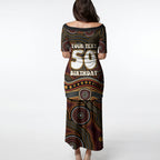 Personalised Aboriginal 50th Birthday Puletasi Indigenous Dot Painting Native Australian Celebration