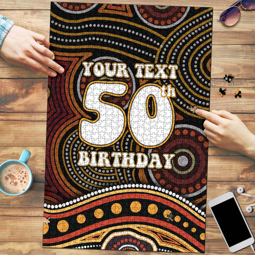 Personalised Aboriginal 50th Birthday Puzzle Indigenous Dot Painting Native Australian Celebration
