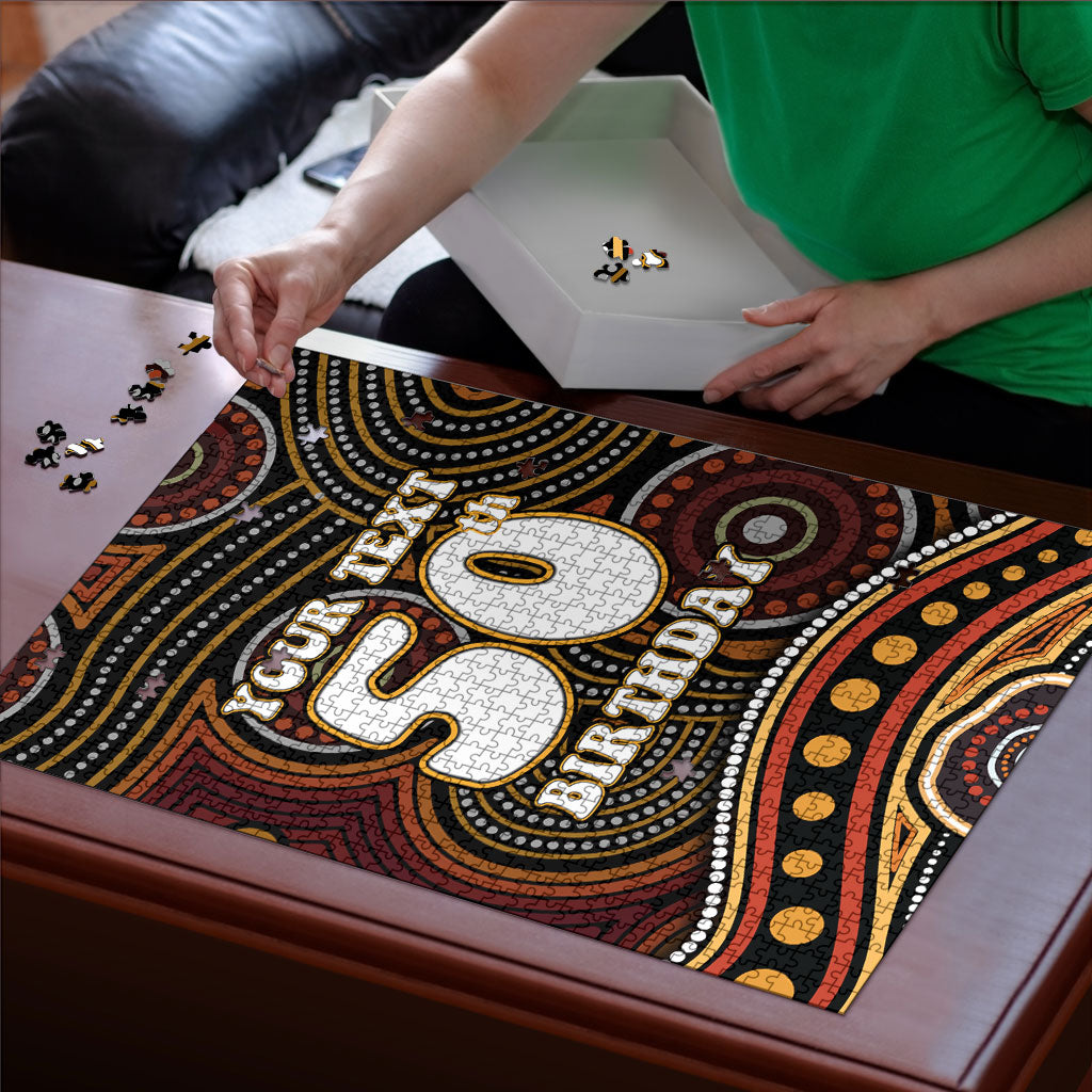 Personalised Aboriginal 50th Birthday Puzzle Indigenous Dot Painting Native Australian Celebration