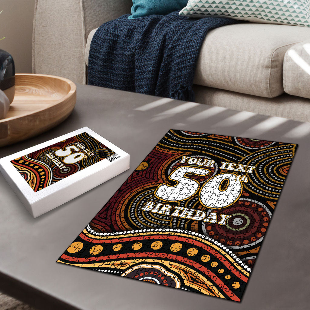 Personalised Aboriginal 50th Birthday Puzzle Indigenous Dot Painting Native Australian Celebration