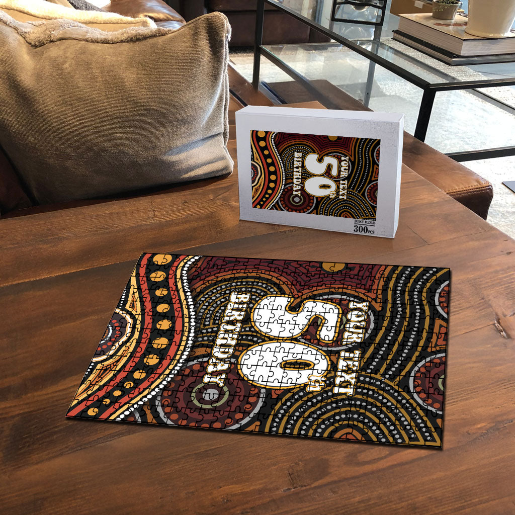 Personalised Aboriginal 50th Birthday Puzzle Indigenous Dot Painting Native Australian Celebration