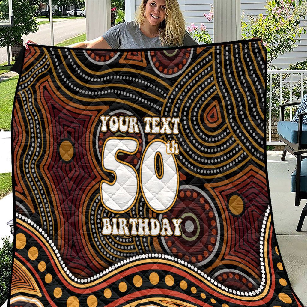 Personalised Aboriginal 50th Birthday Quilt Indigenous Dot Painting Native Australian Celebration
