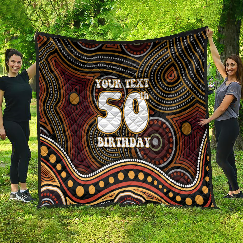 Personalised Aboriginal 50th Birthday Quilt Indigenous Dot Painting Native Australian Celebration