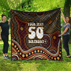 Personalised Aboriginal 50th Birthday Quilt Indigenous Dot Painting Native Australian Celebration