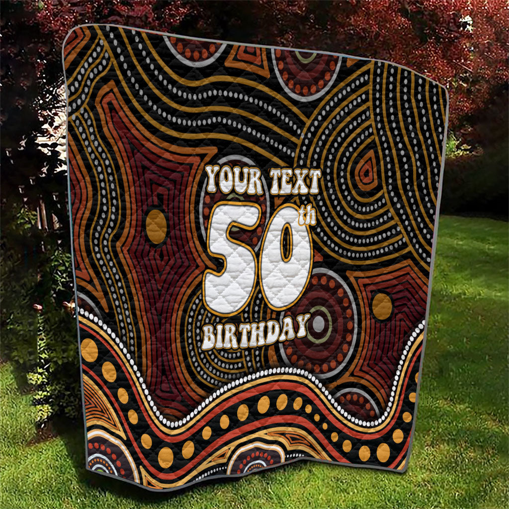 Personalised Aboriginal 50th Birthday Quilt Indigenous Dot Painting Native Australian Celebration