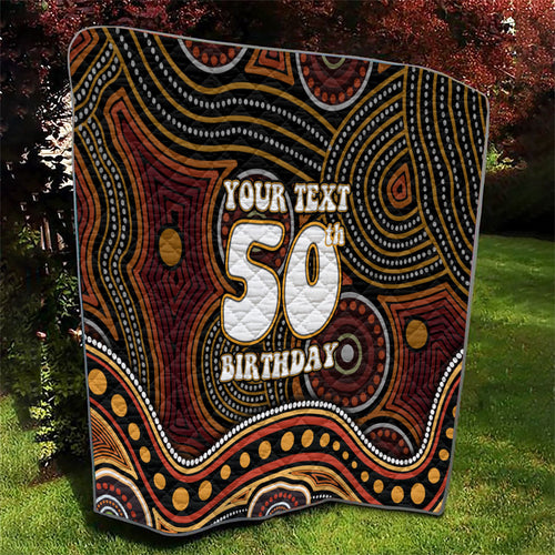 Personalised Aboriginal 50th Birthday Quilt Indigenous Dot Painting Native Australian Celebration