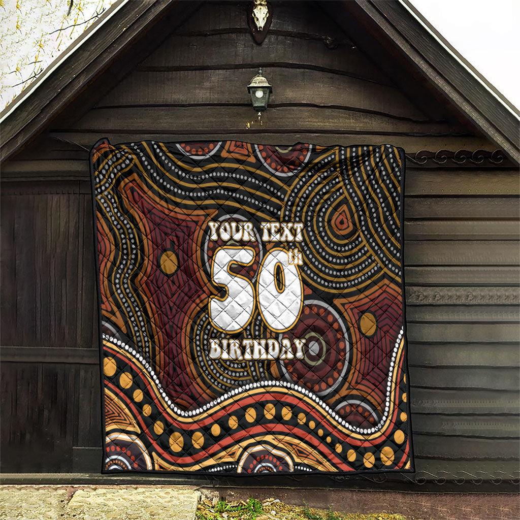 Personalised Aboriginal 50th Birthday Quilt Indigenous Dot Painting Native Australian Celebration