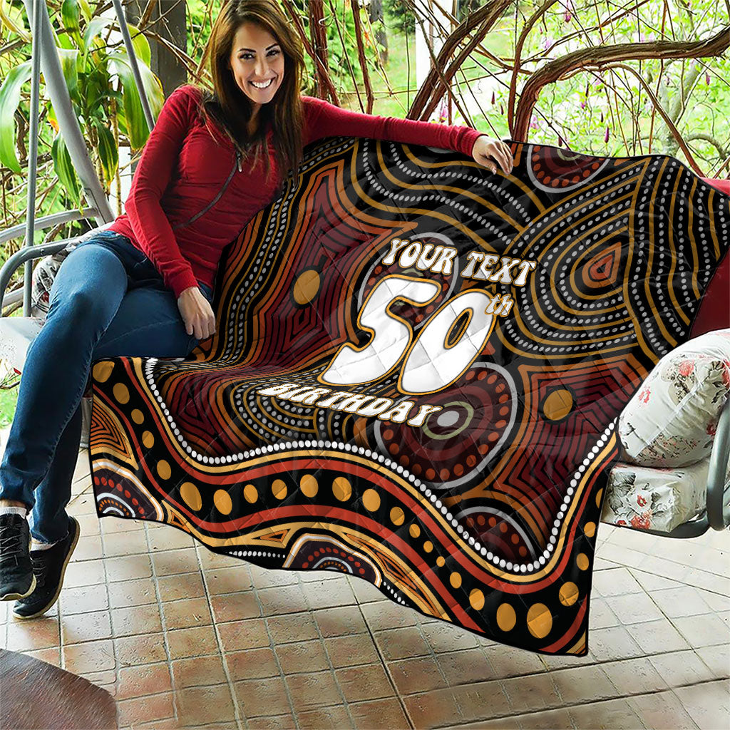 Personalised Aboriginal 50th Birthday Quilt Indigenous Dot Painting Native Australian Celebration