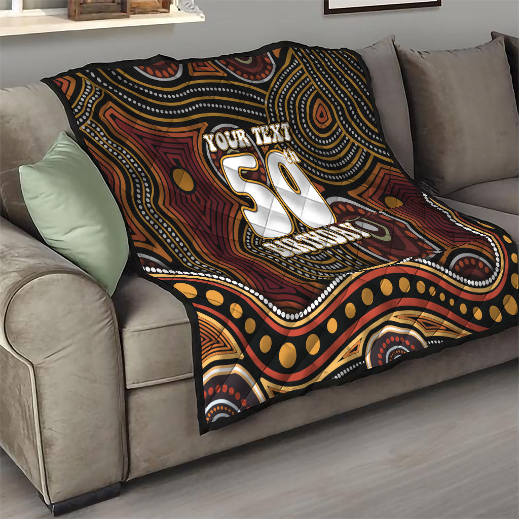 Personalised Aboriginal 50th Birthday Quilt Indigenous Dot Painting Native Australian Celebration