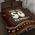 Personalised Aboriginal 50th Birthday Quilt Bed Set Indigenous Dot Painting Native Australian Celebration