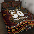 Personalised Aboriginal 50th Birthday Quilt Bed Set Indigenous Dot Painting Native Australian Celebration