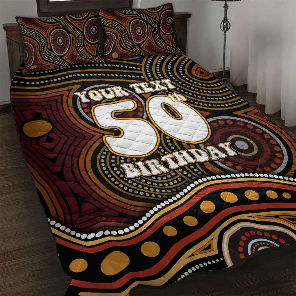 Personalised Aboriginal 50th Birthday Quilt Bed Set Indigenous Dot Painting Native Australian Celebration