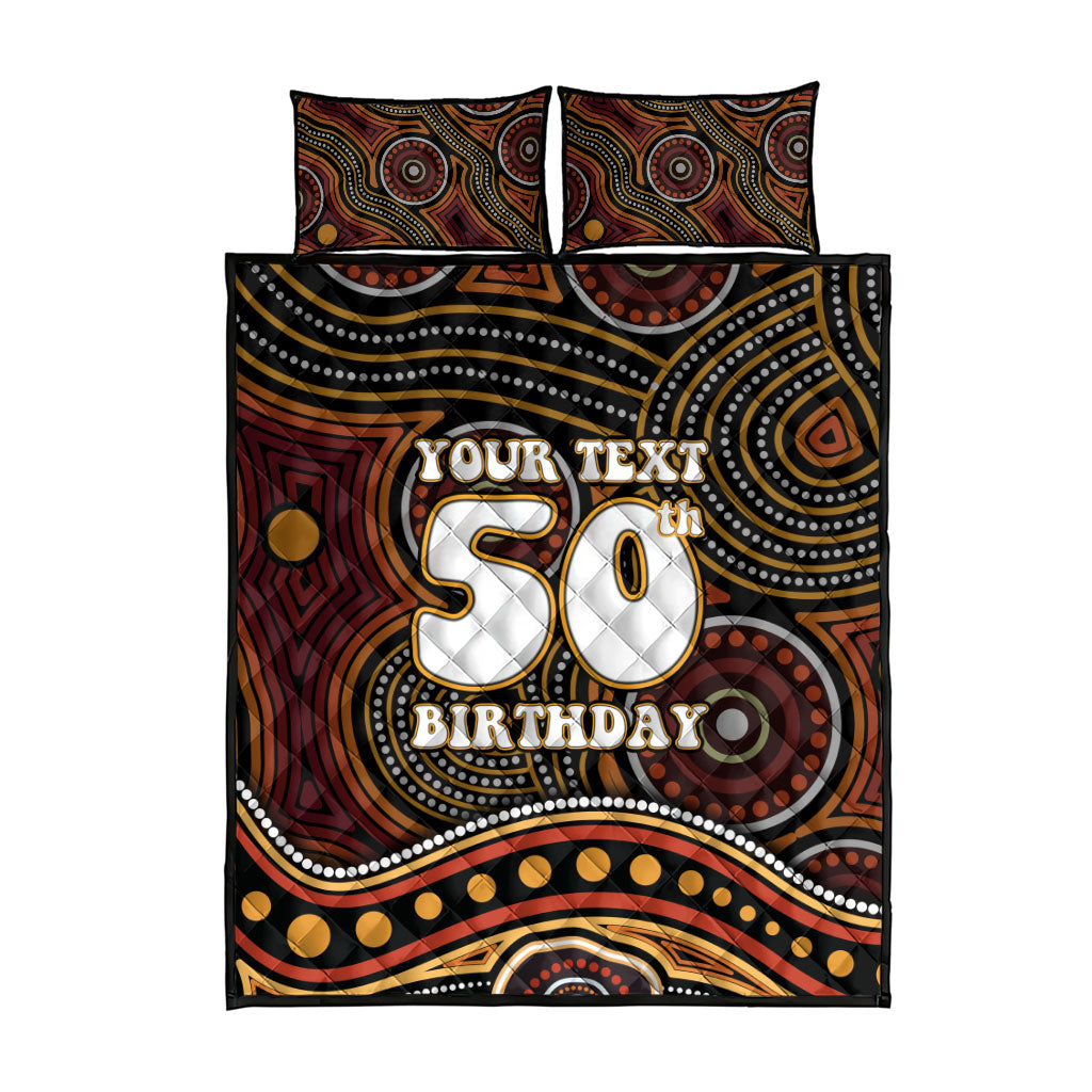Personalised Aboriginal 50th Birthday Quilt Bed Set Indigenous Dot Painting Native Australian Celebration