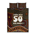 Personalised Aboriginal 50th Birthday Quilt Bed Set Indigenous Dot Painting Native Australian Celebration