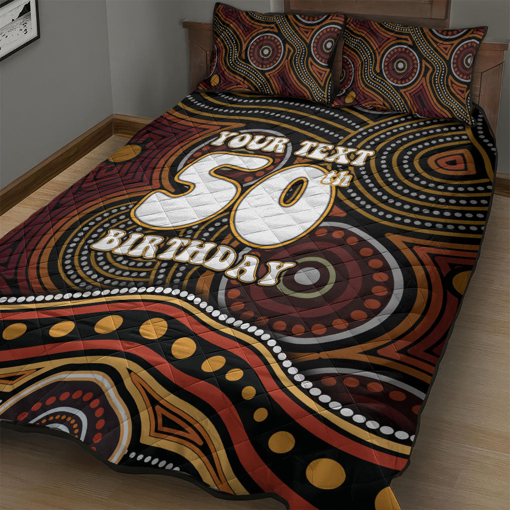 Personalised Aboriginal 50th Birthday Quilt Bed Set Indigenous Dot Painting Native Australian Celebration
