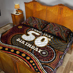 Personalised Aboriginal 50th Birthday Quilt Bed Set Indigenous Dot Painting Native Australian Celebration