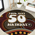 Personalised Aboriginal 50th Birthday Round Carpet Indigenous Dot Painting Native Australian Celebration