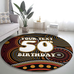 Personalised Aboriginal 50th Birthday Round Carpet Indigenous Dot Painting Native Australian Celebration