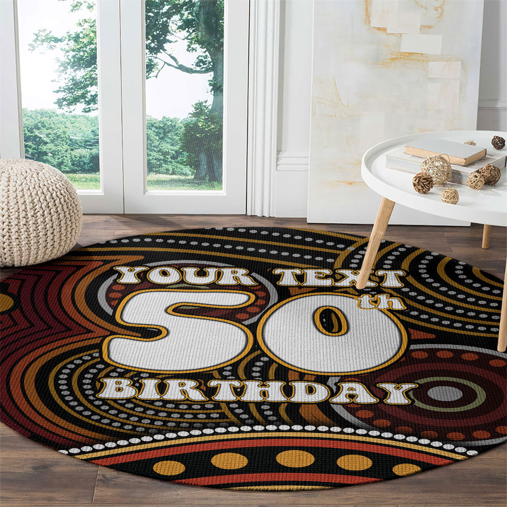 Personalised Aboriginal 50th Birthday Round Carpet Indigenous Dot Painting Native Australian Celebration