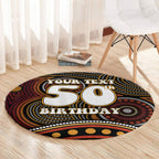 Personalised Aboriginal 50th Birthday Round Carpet Indigenous Dot Painting Native Australian Celebration