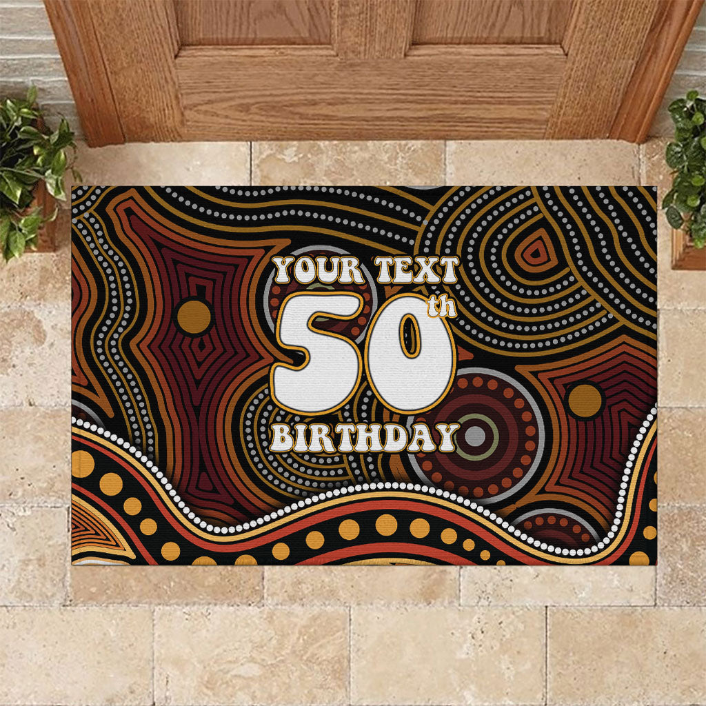 Personalised Aboriginal 50th Birthday Rubber Doormat Indigenous Dot Painting Native Australian Celebration